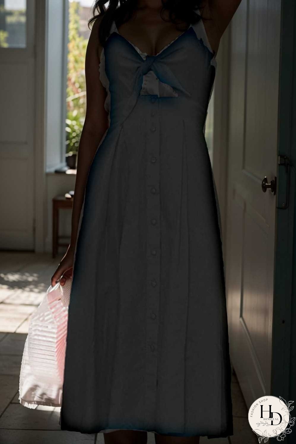 floral v neck tie spaghetti strap beach midi dress