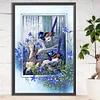 (Grande Taille) Cadre peinture &eacute;toile fleur bluebird-plein diamant rond peinture-40 * 60cm