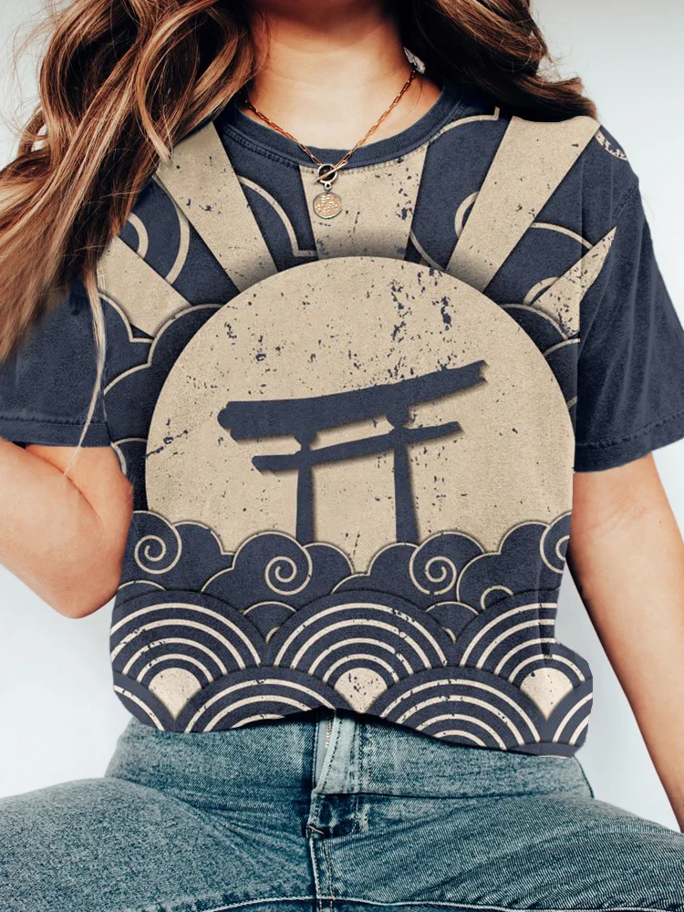 Japan Tori Gate Art Pattern Comfy T Shirt