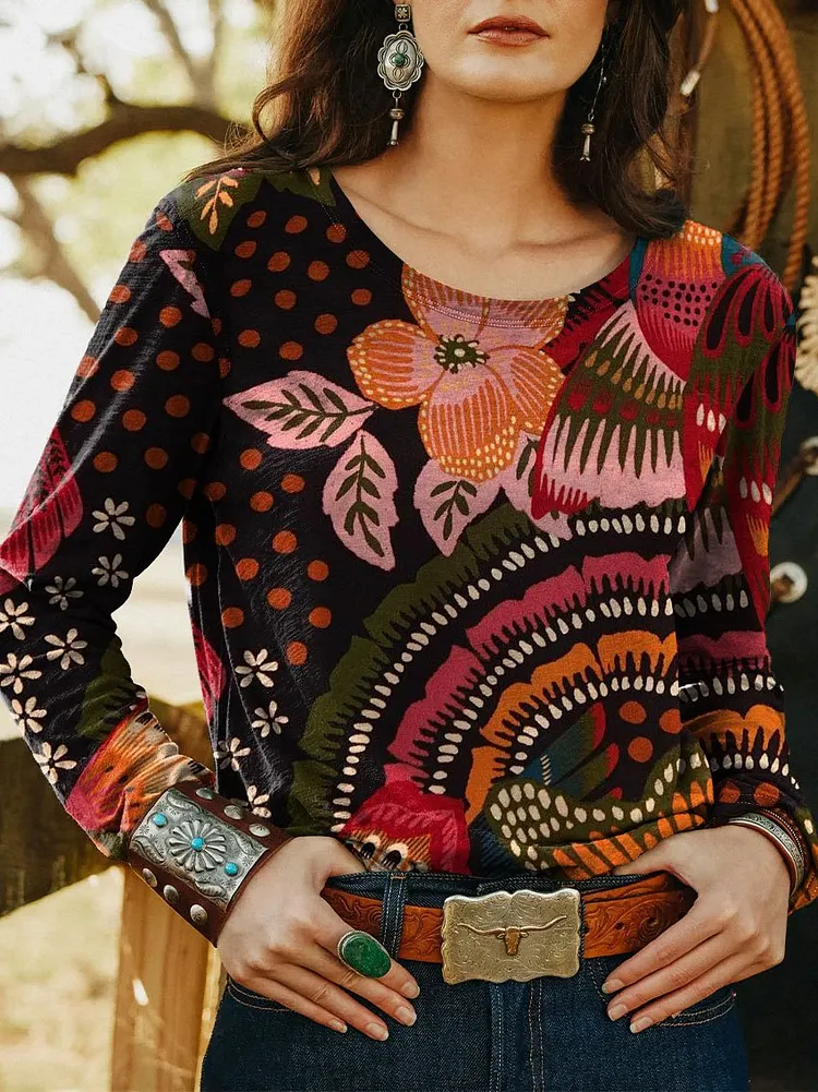 Women's Vintage Print Casual T-Shirt