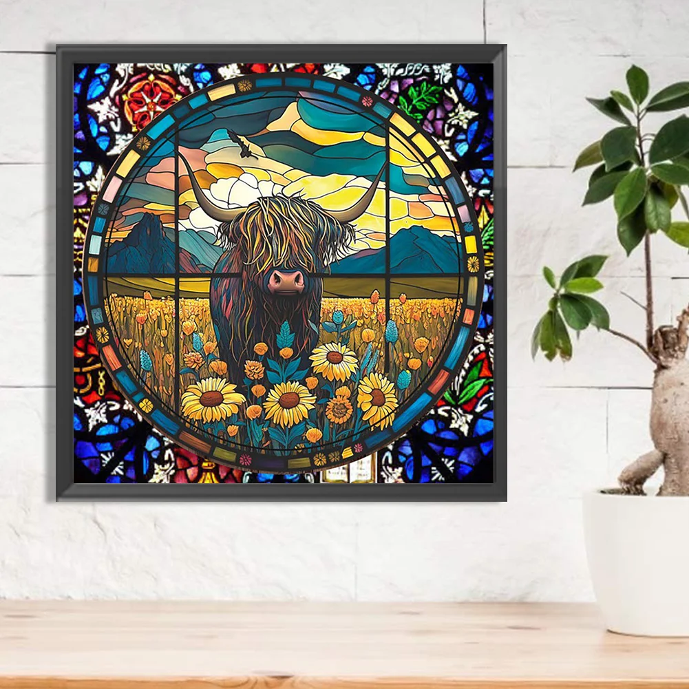 Diamond Painting - Full Round Drill - Stained Glass Yak(30*30cm)