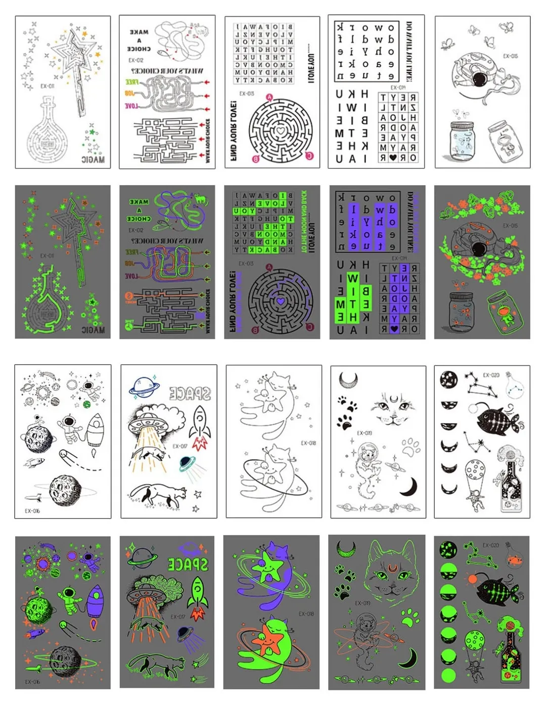 10-20pcs/set Colorful Halloween Skull Head Temporary Tattoo Sticker Child Adult Body Art Water Transfer Fake Tattoo for Face