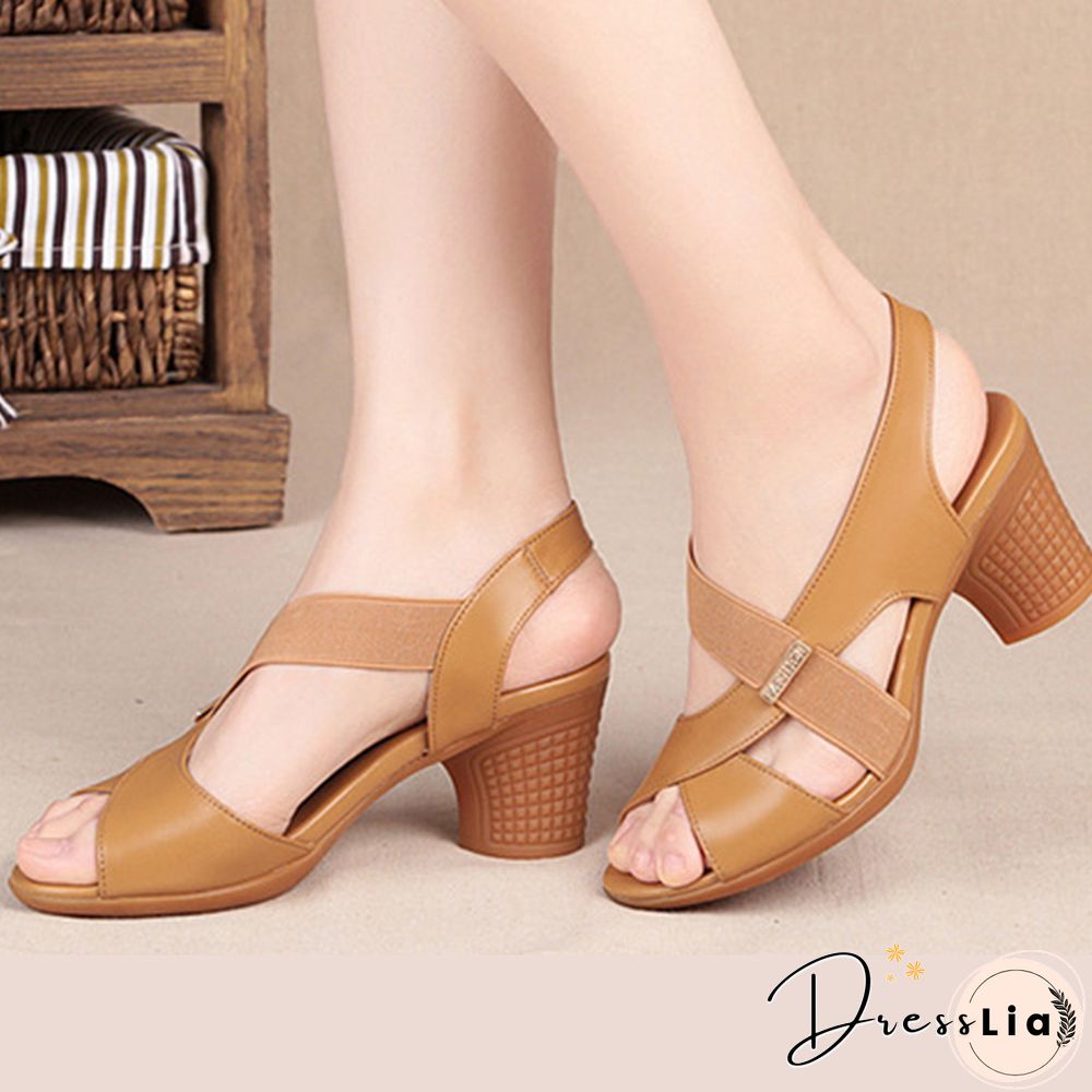Pofulove Women Ankle Strap Sandals Peep Toe High Heels Rome Summer Women's Thick Heel Comfortable Shoes Ladies Fashion Footwear