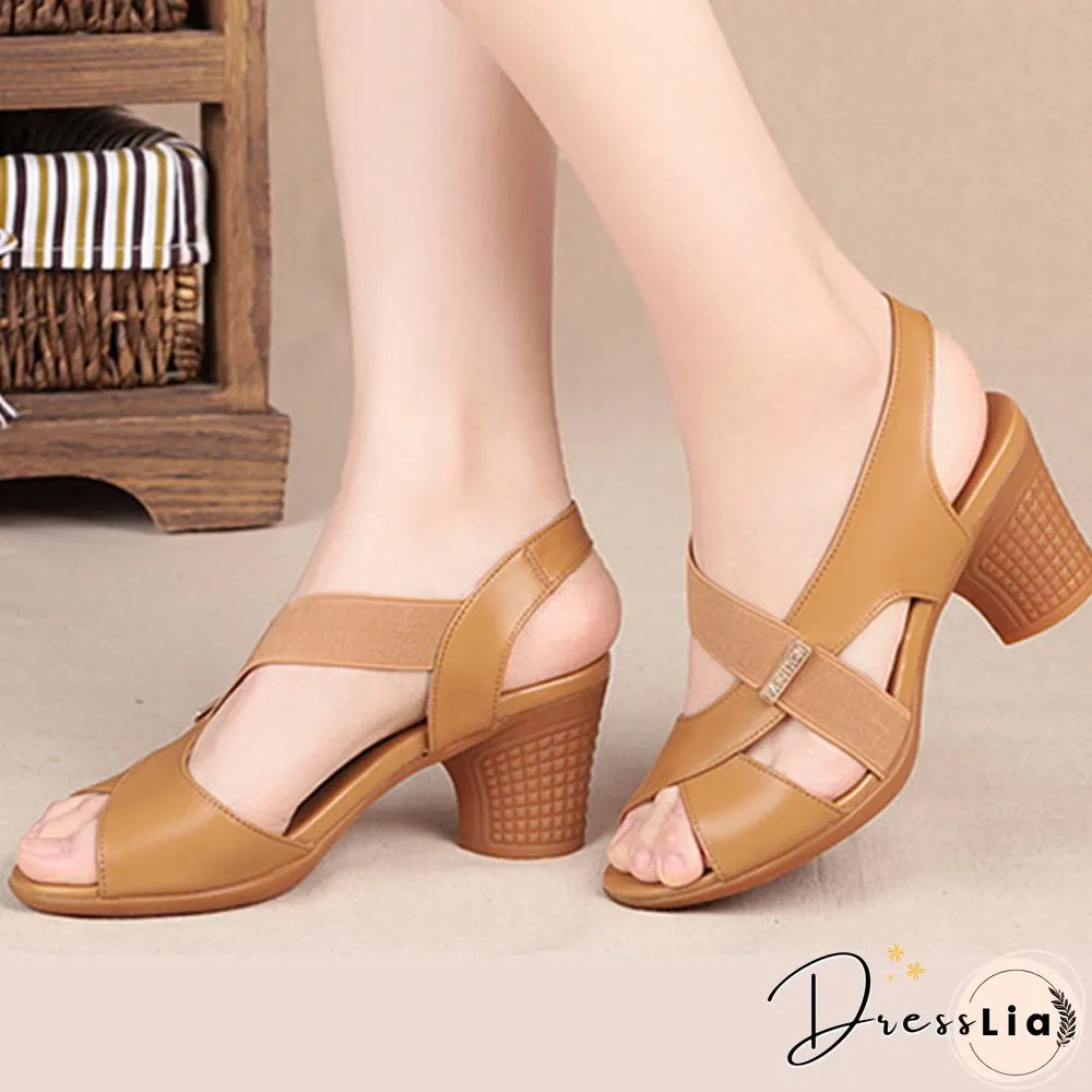 Pofulove Women Ankle Strap Sandals Peep Toe High Heels Rome Summer Women's Thick Heel Comfortable Shoes Ladies Fashion Footwear
