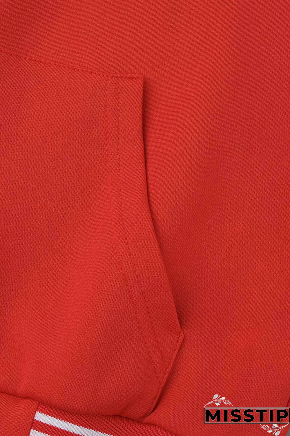 Red Casual Patchwork Cardigan Contrast Outerwear