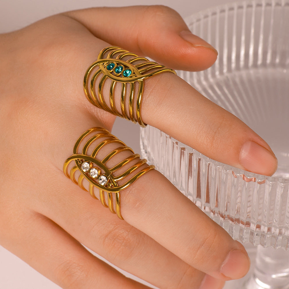 Unisex IG Style Ellipse Round Geometric Stainless Steel Electroplating Rings