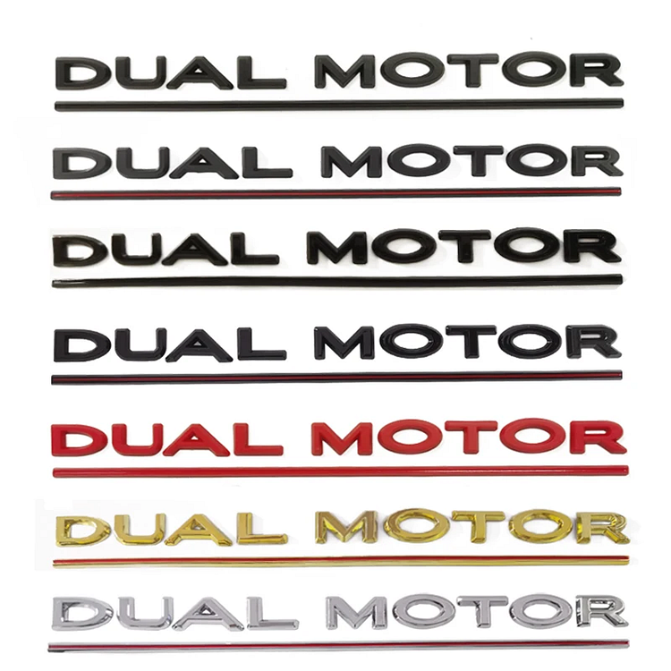 3D Raised DUAL MOTOR Underlined Letters Emblem for Tesla Model 3 Y X S Car Styling High Performance Trunk Badge Sticker ITN Auto