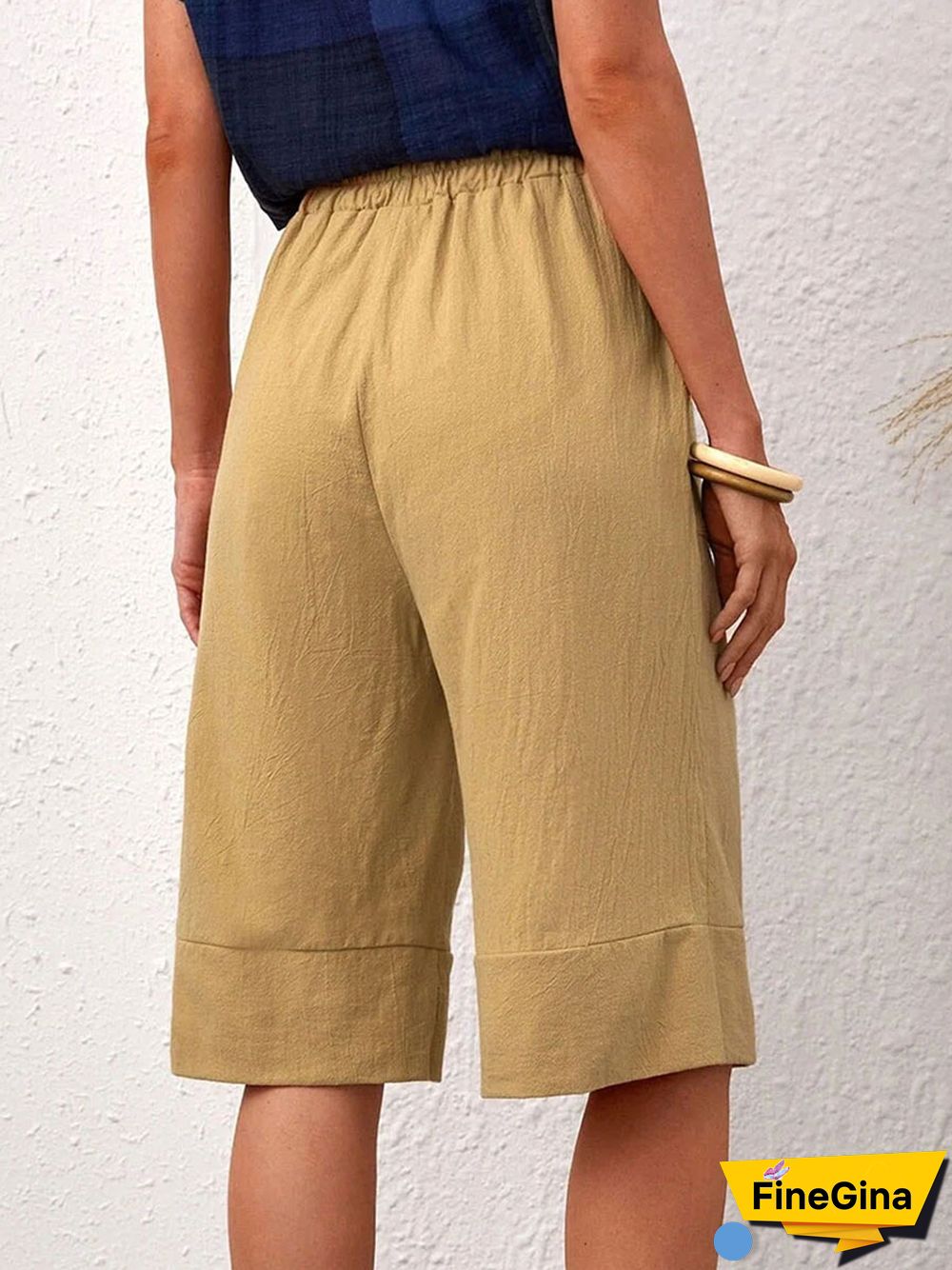 Loose Solid Color Casual Elastic Waist Shorts