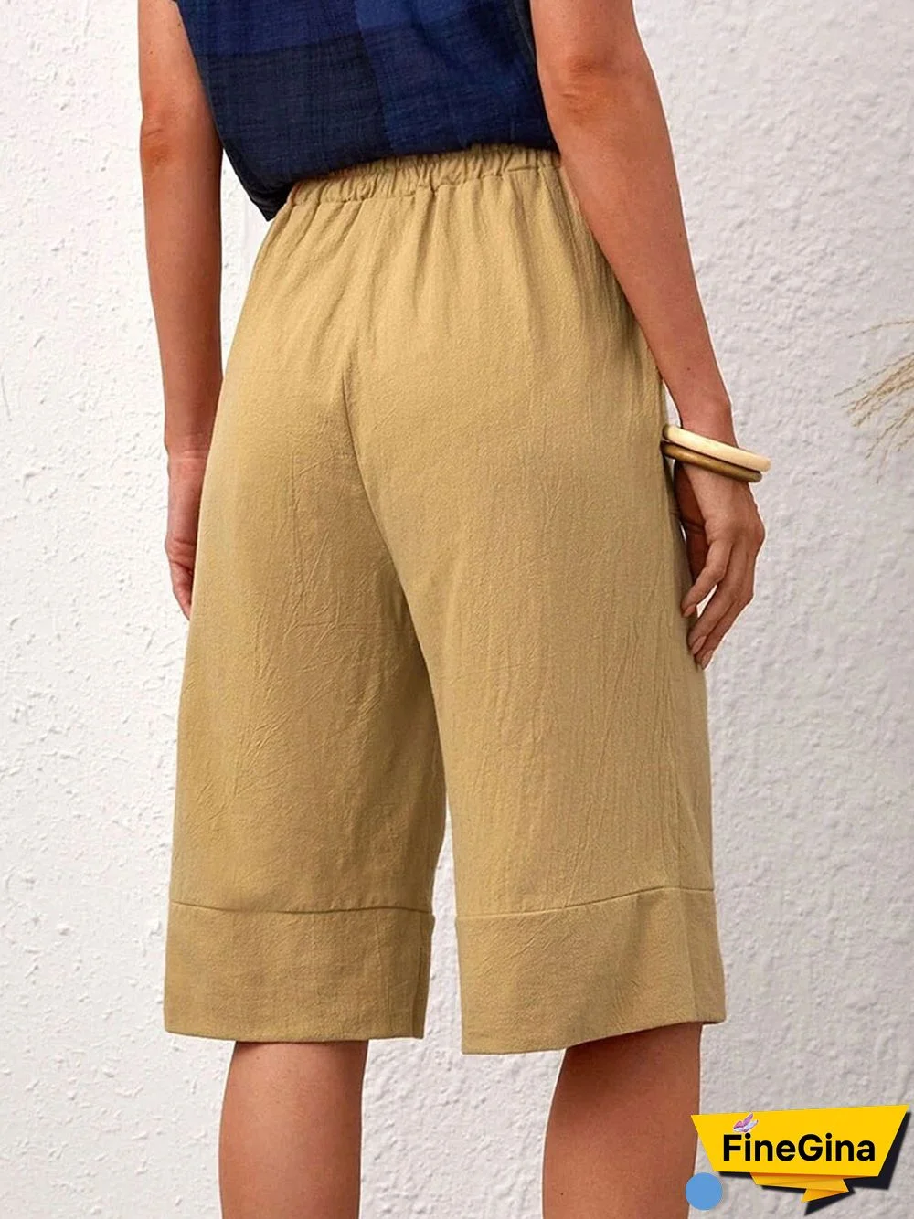 Loose Solid Color Casual Elastic Waist Shorts