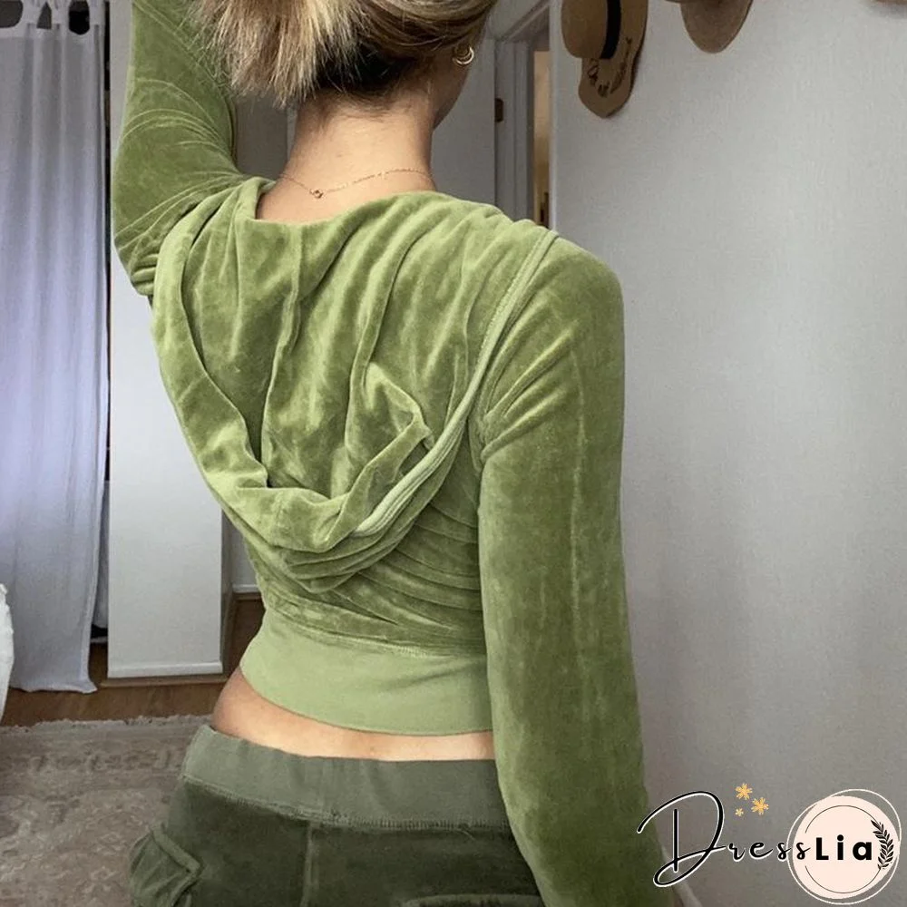 Sexy Slim Long Sleeve Zipper Velvet Coat