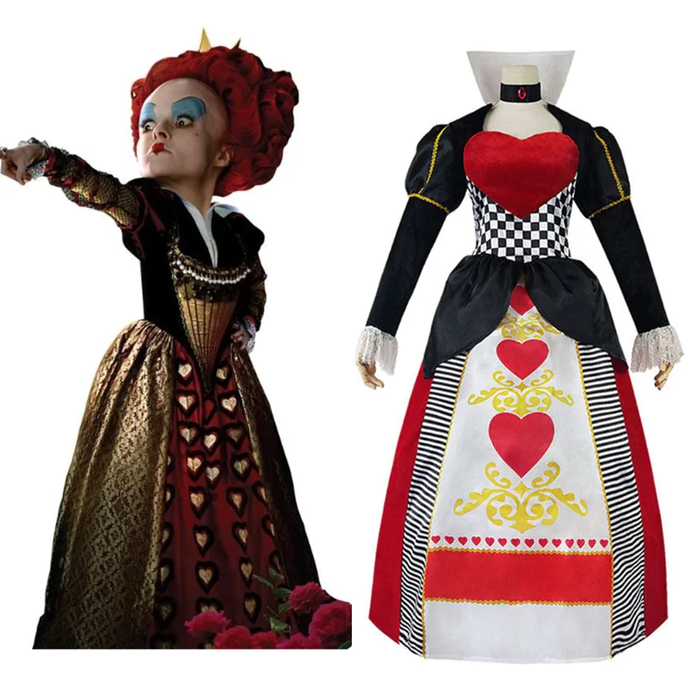 Alice in Wonderland Queen Of Hearts Cosplay Costume Red Queen Dress Outfits Halloween Carnival Suit
