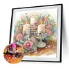 Pilzh&uuml;tte Rugby Wein Glas Blumen - speziell geformte Diamantmalerei - 30*30cm