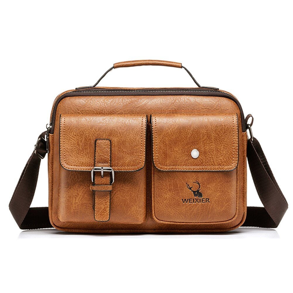 Retro Durable Leather Business Messenger Bag Man Simpl Crossbody Bag Vintage Casual Totes Handbag Cowhide Crossbody Bag Purse