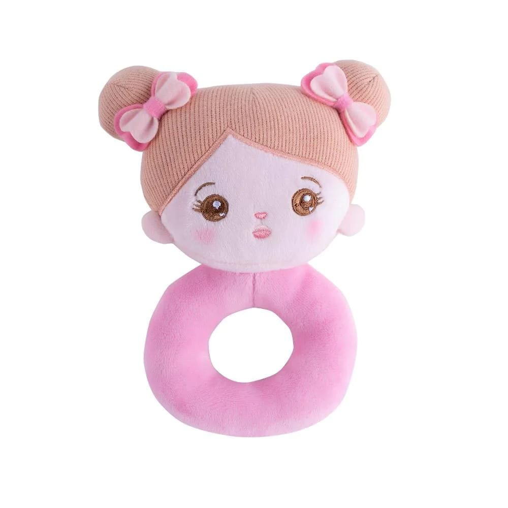Suitable For 17"-22" Reborn Baby Dolls, Pink Soft Baby Rattle Plush Toys