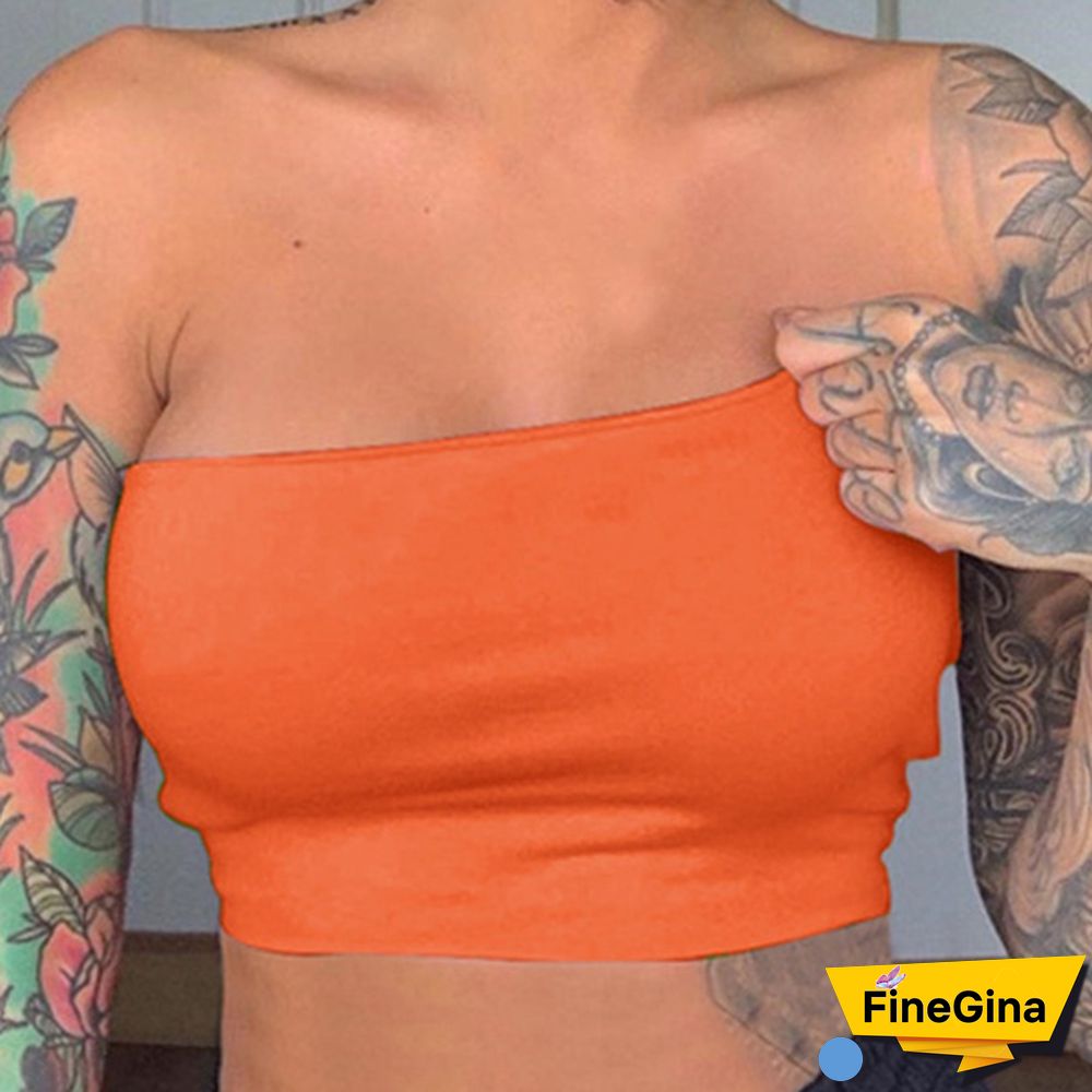 Spring and Summer New European and American Women's Camisole Vest Solid Color Cotton Sling Tube Top Female Word Collar Slim