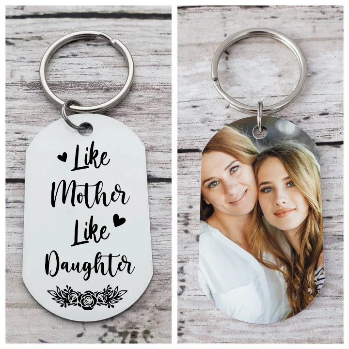 Like Mother Like Daughter Personalized Photo Tag Keychain