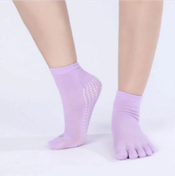 CUHAKCI Cotton Socks Five Fingers Multicolor Socks Yuga Skid Resistance Dots Pattern Printing Femme Dance Women's Toe Socks Girl