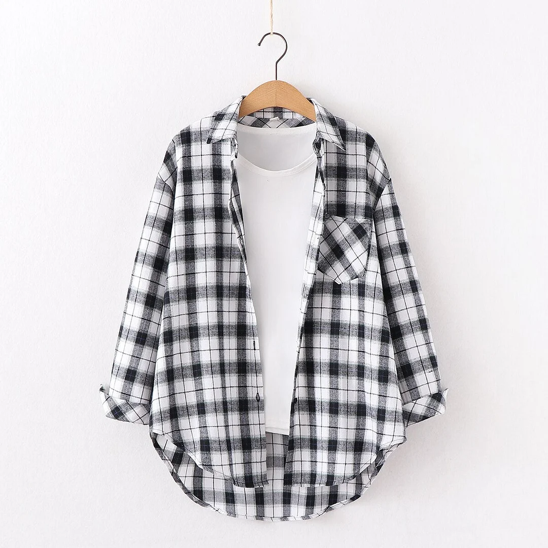 2021 New Women Tops Exquisite Cotton Flannel Plaid Shirt Women Loose Blouses Ladies Long Sleeve Blouse Casual Shirts Blusas