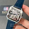 Cartier Santos Large Skeleton WHSA0015 Hand Wind Blue leather strap 40mm Super Clone