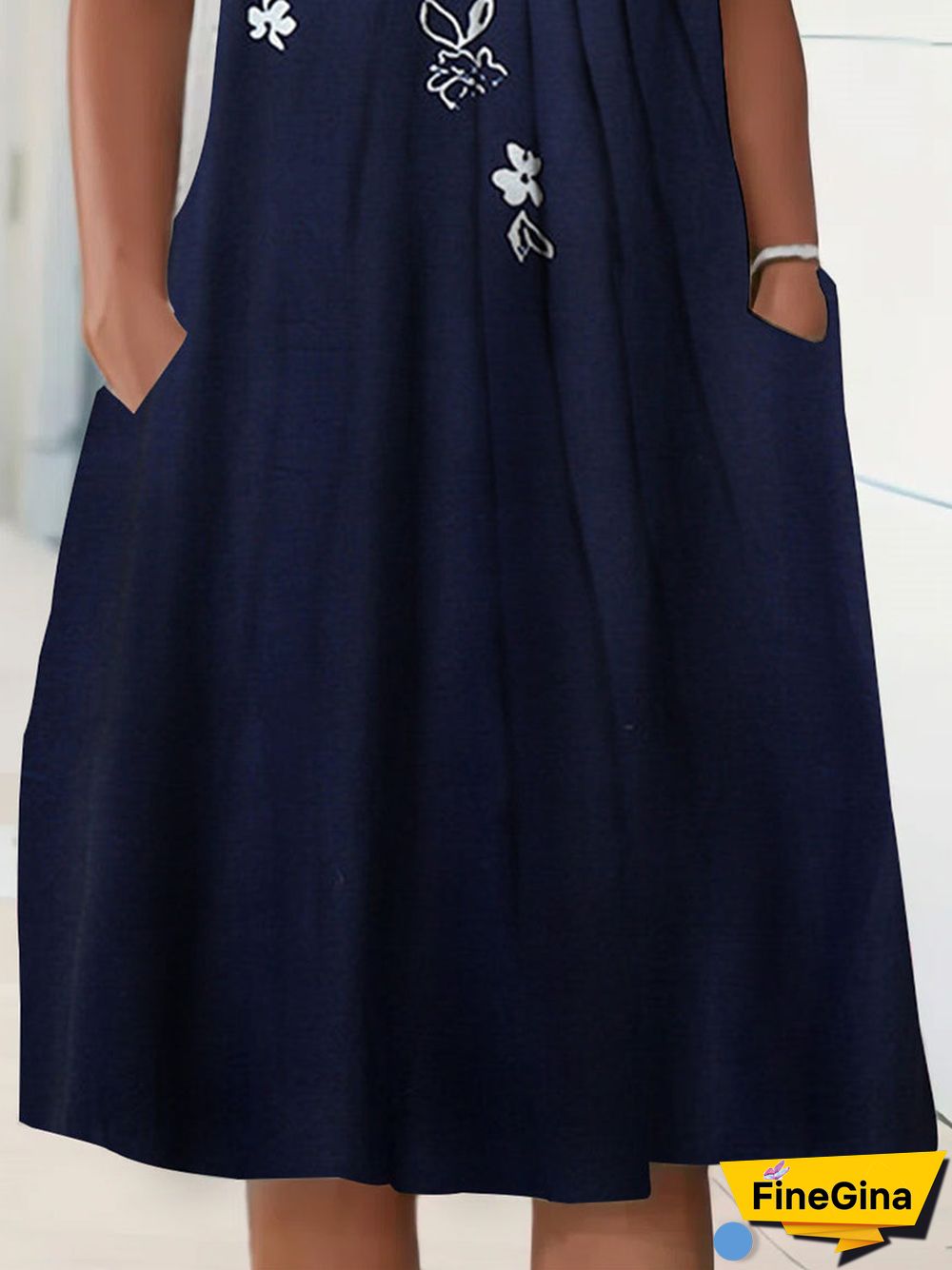 Women's Short Sleeve V-neck Floral Printed Midi Dress