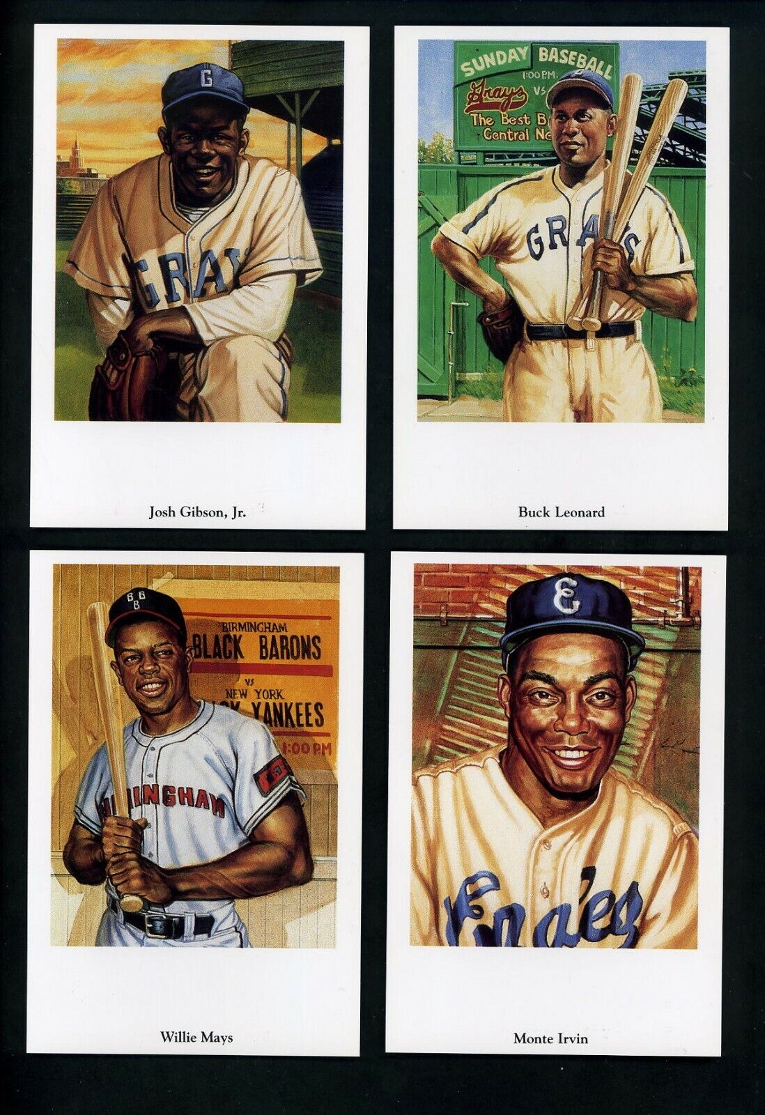 Negro League Ron Lewis Photo Poster painting Postcard Set Series One Willie Mays Leon Day Irvin