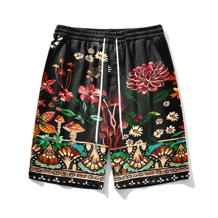 Men's Plus Size Ethnic Floral Print Shorts