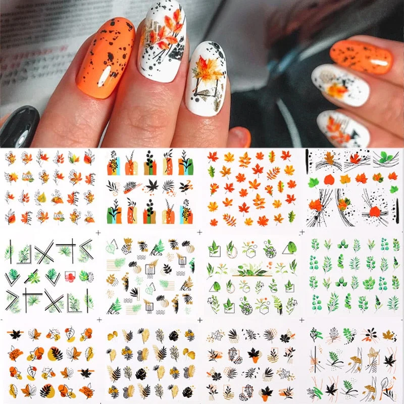 12pcs Valentines Manicures Love Letter Flower Sliders For Nails Inscriptions Nail Art Decoration Water Sticker Tips BN1489-1500