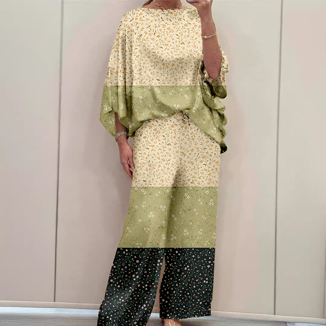 Women Long Sleeve V-neck Graphic Floral Printed Top