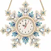 Acrylic Special Shape Xmas Snowflake Diamond Pearl Painting Clock Handicraft Hanging Kit