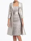 Women's Sheath Dress Knee Length Dress Silver 3/4 Length sleeve