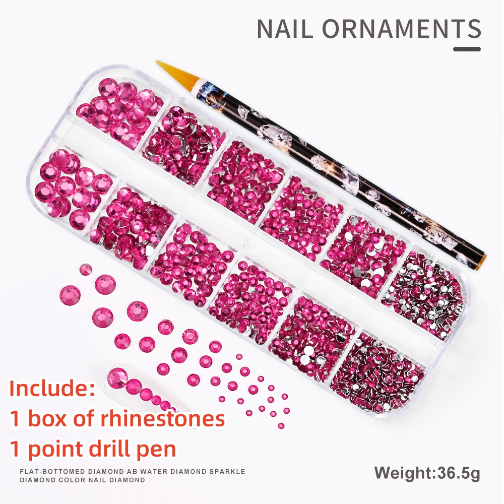 Multi-Size Nail Rhinestones Kit 3D Crystal AB DIY Nail Art Decors Diamond Gems Glitter Manicure Point Drill Pen Tweezers Tools #