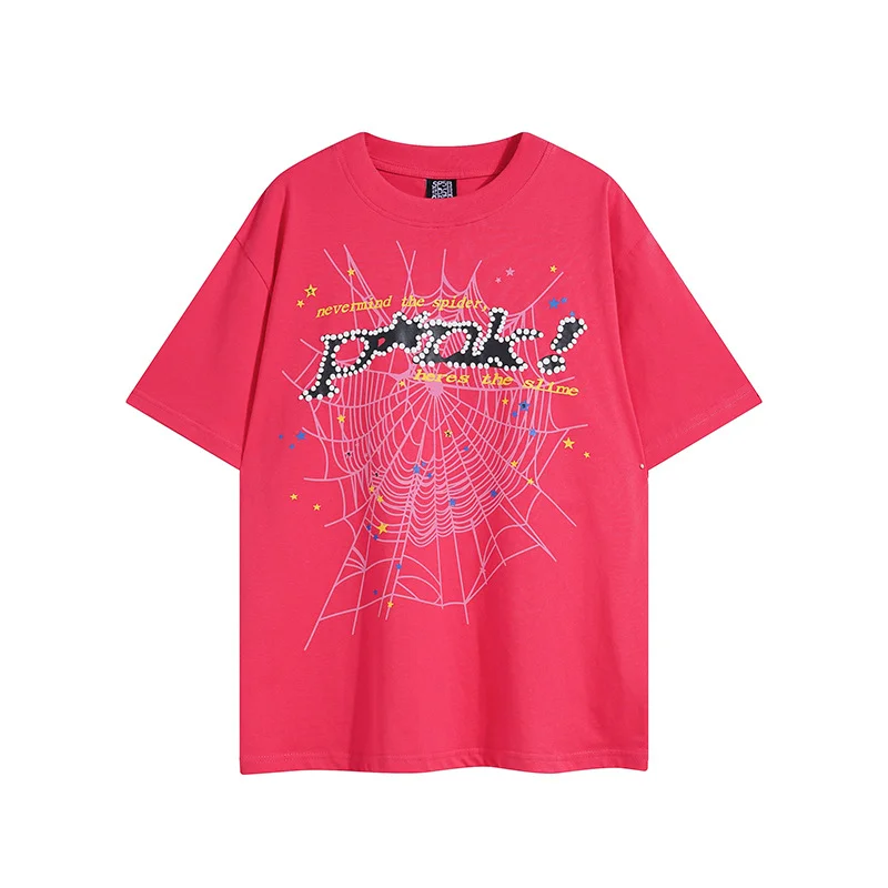 Unisex New Trendy Spider 555 Pattern Printed Casual Crew Neck Short Sleeve T-Shirt 