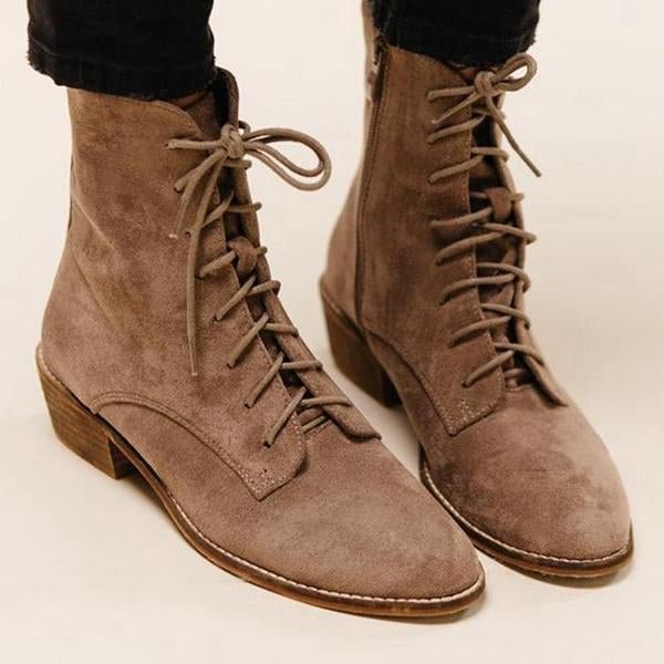 Elegant Lace-Up Zipper Boots | EGEMISS