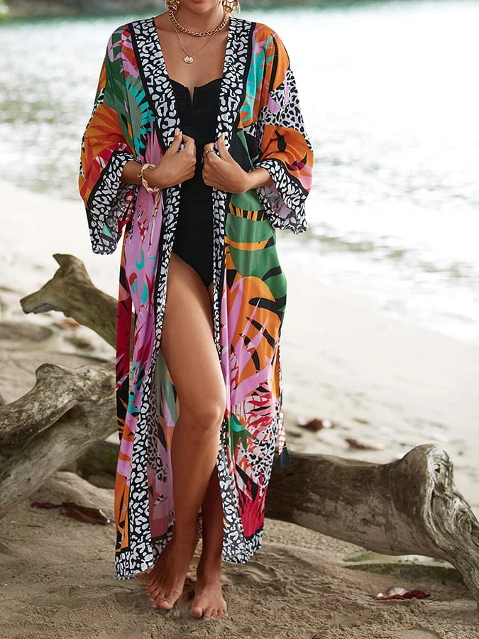 Printed Beach Sexy Lace Up Sunscreen Cardigan