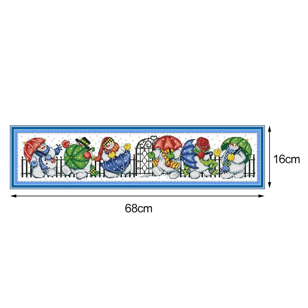 14ct Stamped Cross Stitch - Snowman Umbrella(68*16cm)