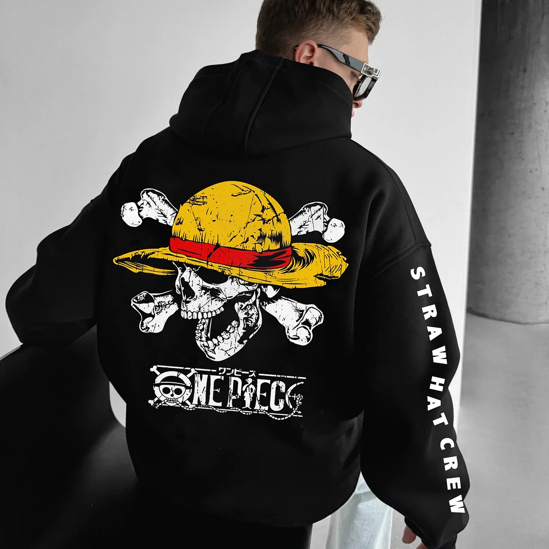 Oversized"One Piece"Hoodie "straw Hat Crew" Print Hoodie、、URBENIE