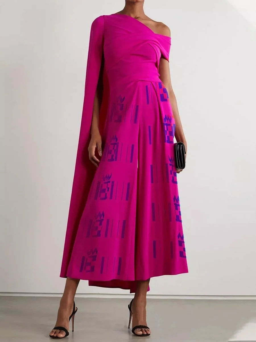 Stylish asymmetric printed dress