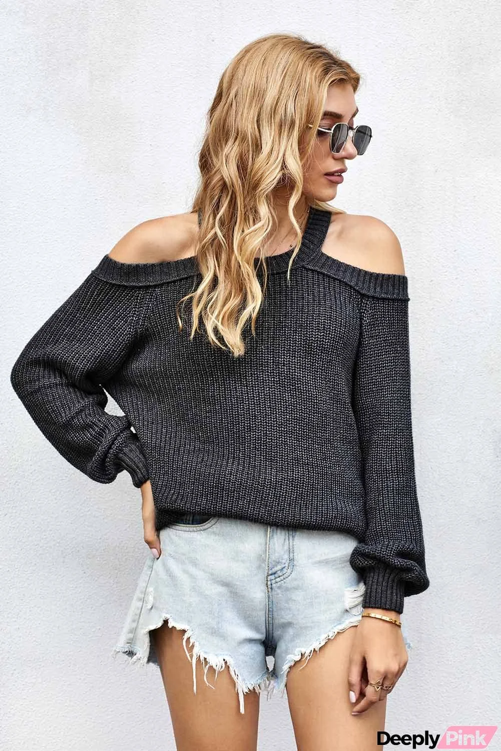 Cool Breeze Cotton Cold Shoulder Sweater