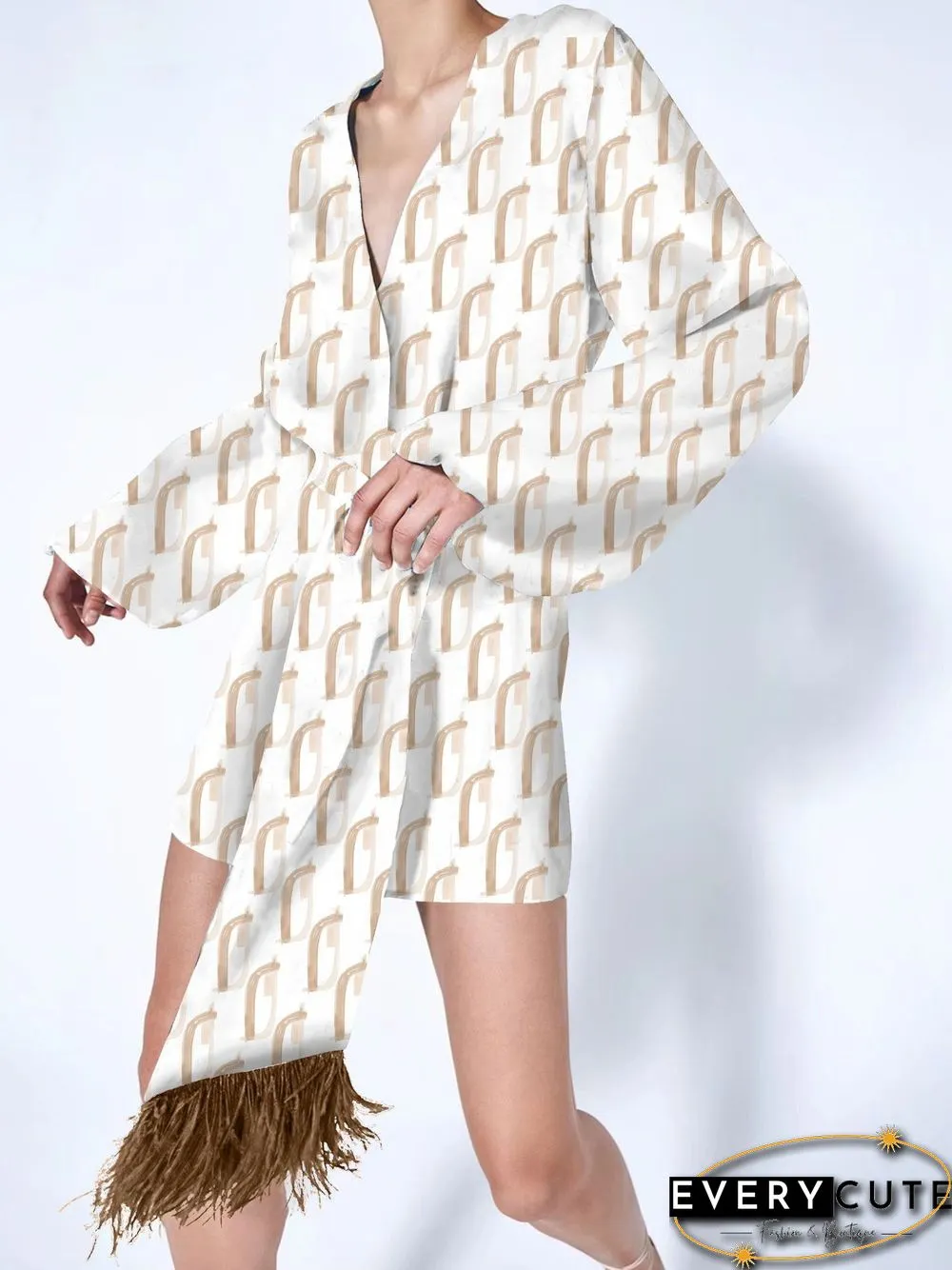 Women'S Dresses Home Casual Printed Long Sleeve Dress
