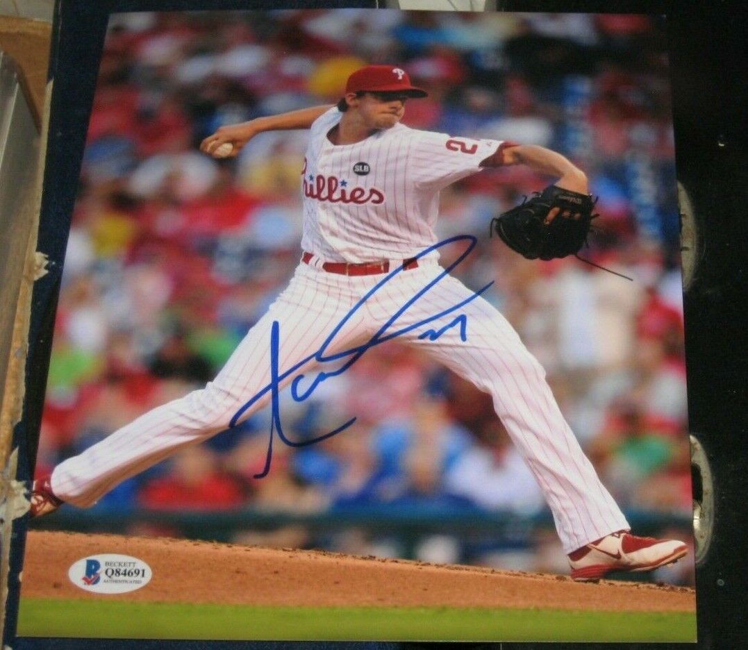 AARON NOLA PHILADELPHIA PHILLIES SIGNED AUTOGRAPHED 8X10 Photo Poster painting BAS #Q84691