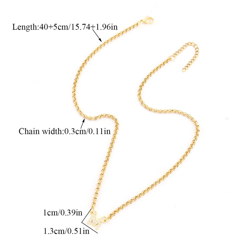 Minimalist Classic Style Letter 201 Stainless Steel Copper Zircon Women’s Pendant Necklace Men Pendant Necklaces