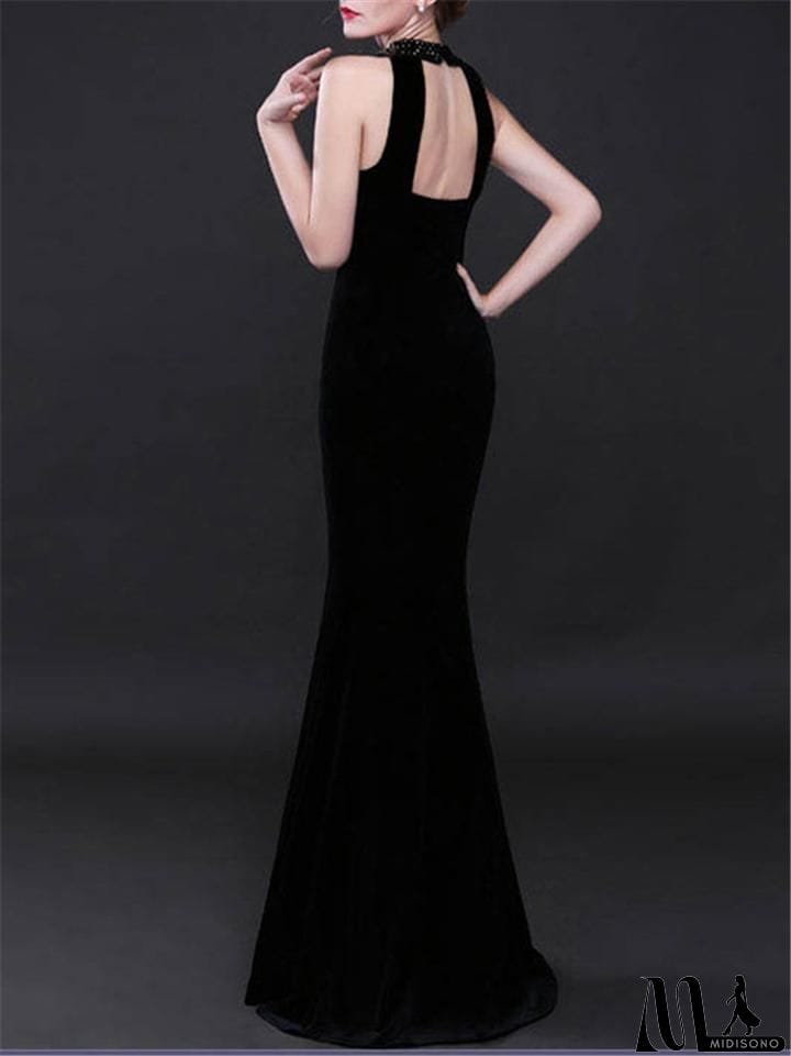 MidiSono - Sexy Sweetheart Neckline Mermaid Velvet Long Maxi Dress for Evening