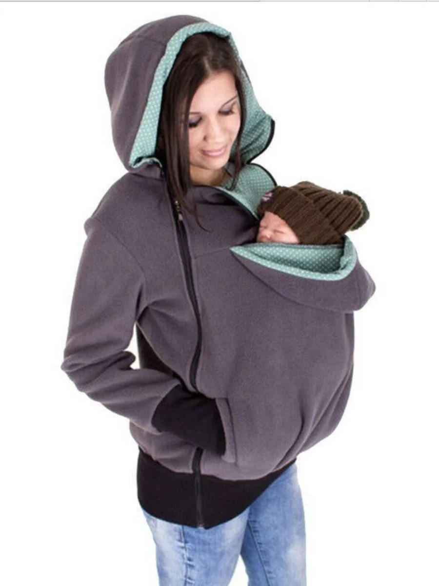Baby Carrier Hoodie for Mom Maternity Kangaroo Hooded Sweatshirt