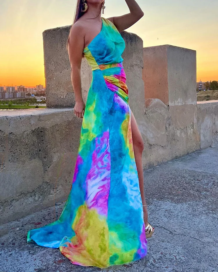 Casual Tie-dye Print Dress