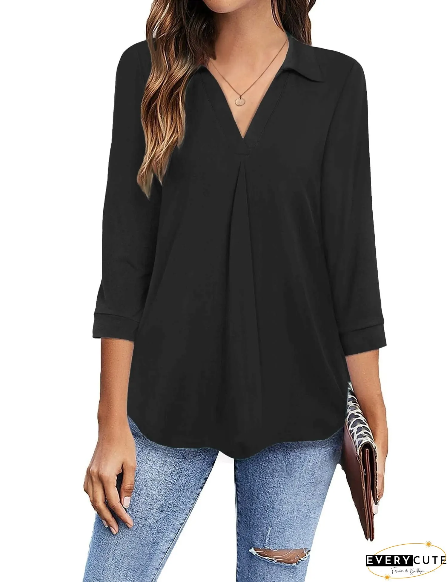 Plus Size V Neck Blouse