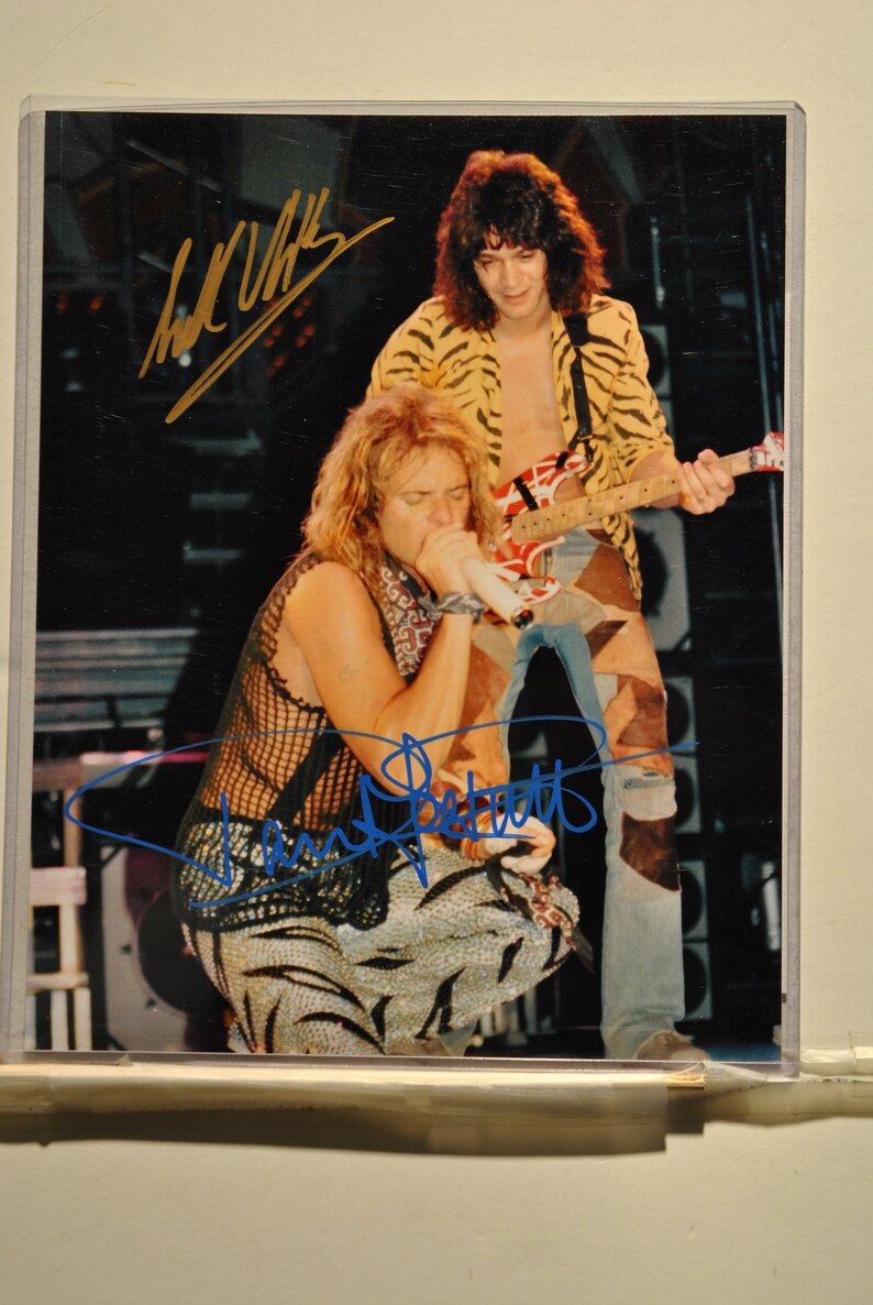 EDDIE VAN HALEN & David Lee Roth Signed Photo Poster painting X2 -wcoa