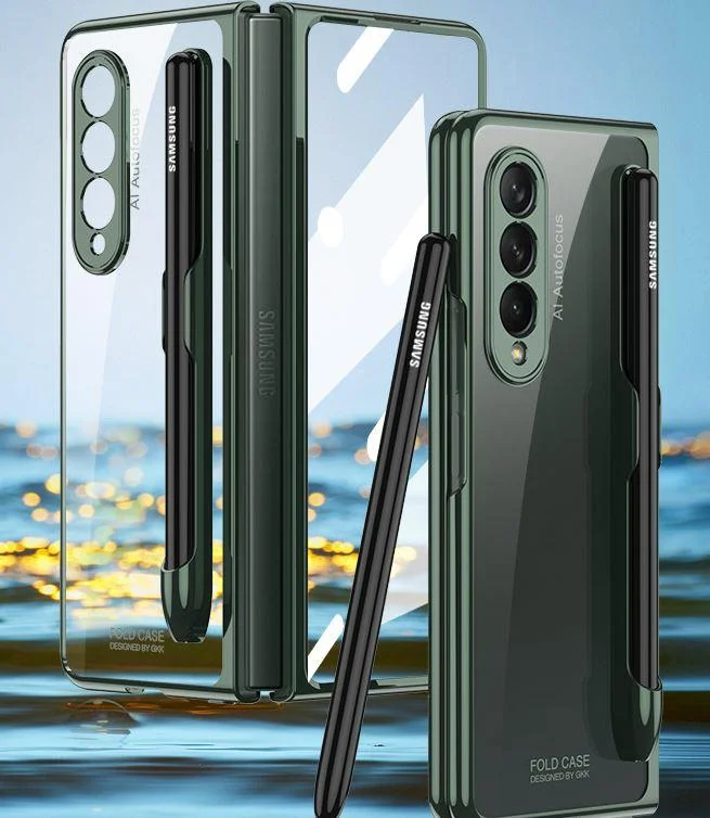 2022 New Double Sided Tempered Transparent Glass Fold4 Phone Case