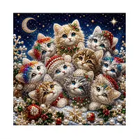 Holiday Hat Kittens - Pearls Painting
