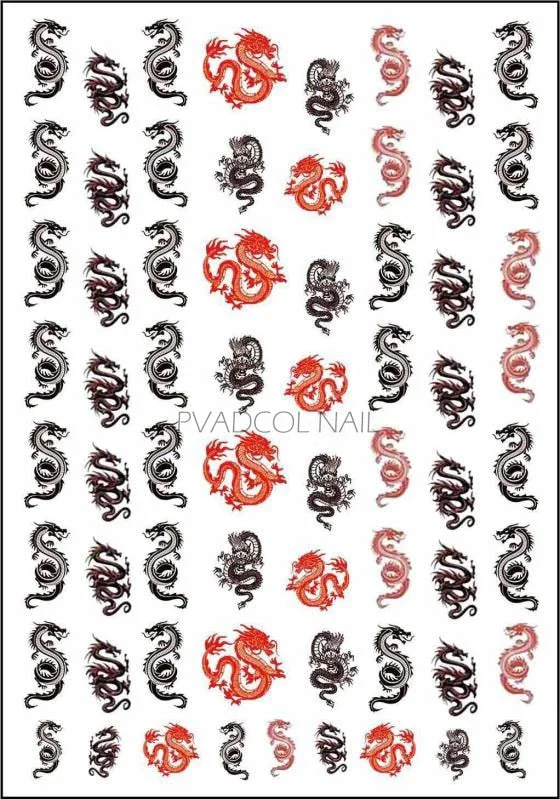 Nail Art Dragon Decals Stickers Red Black Dragons Design Self Adhesive 3D Nail Sticker Acrylic Manicure Tips Decorations