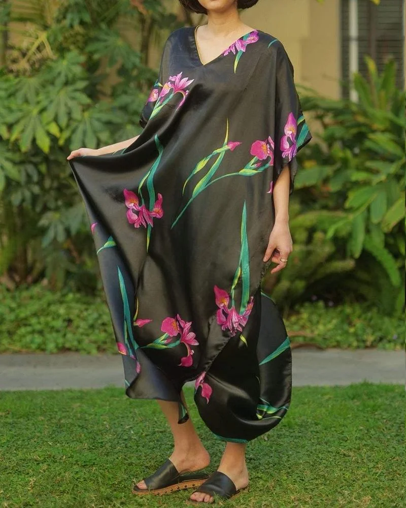 Kaftan Floral Print Maxi Dress Vacations